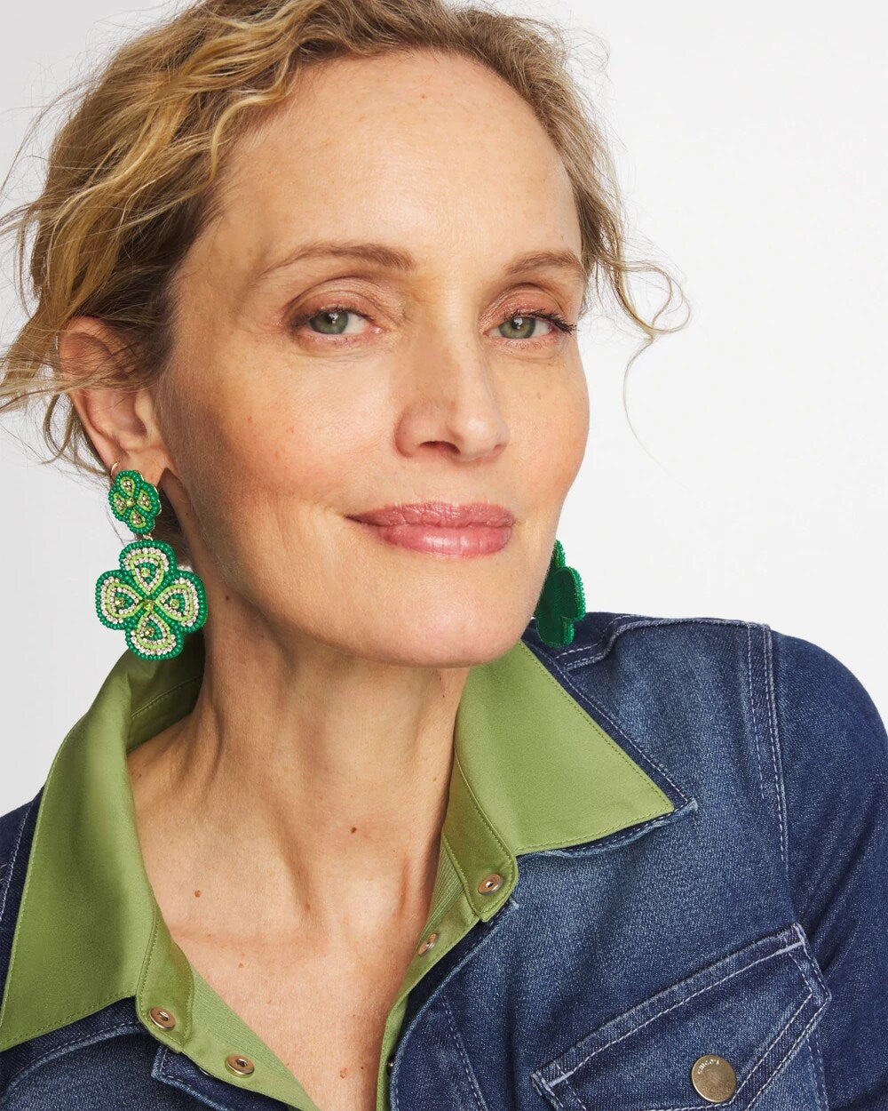 Clover Drop On Post Earrings