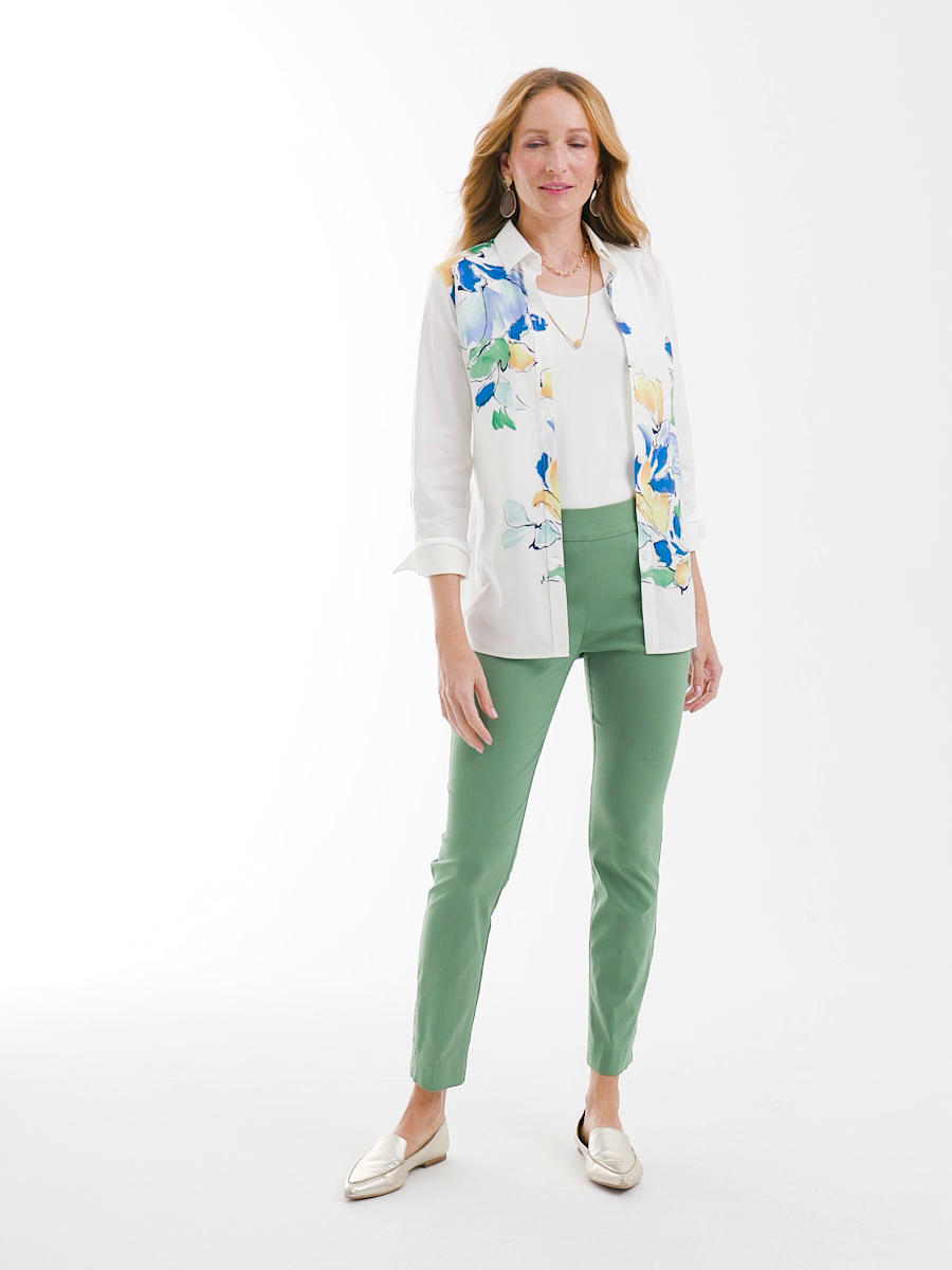 Brigitte Pull-On Slim Rivet Ankle Pants
