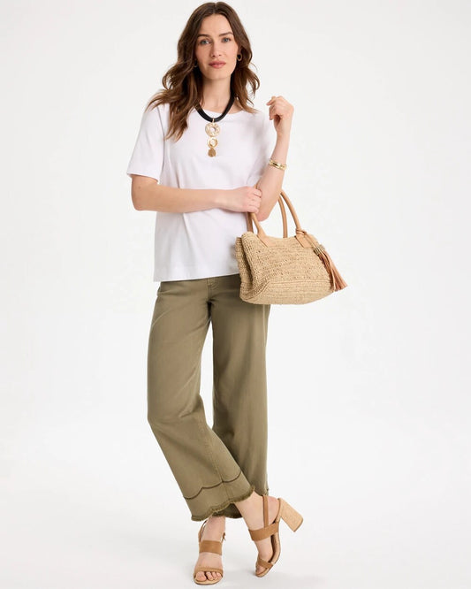 Scallop Pull-On Wide-Leg Crop Jeans