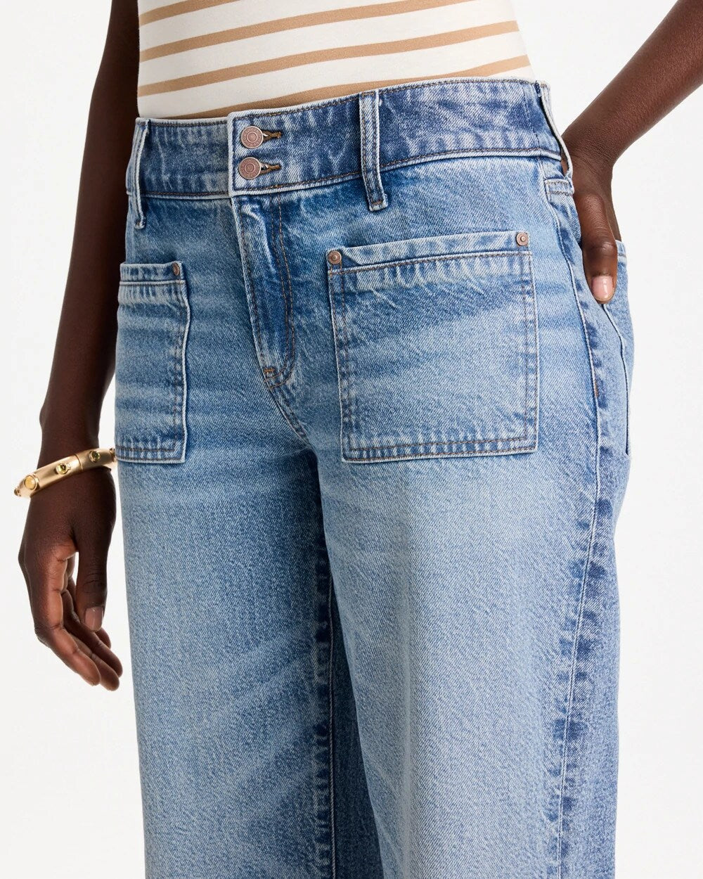 Vintage Chic Wide Crop Flare Jeans