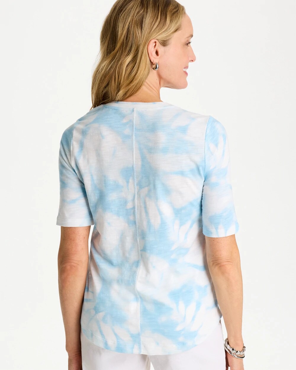 Tie-Dye Palm Cotton Slub V-Neck Tee