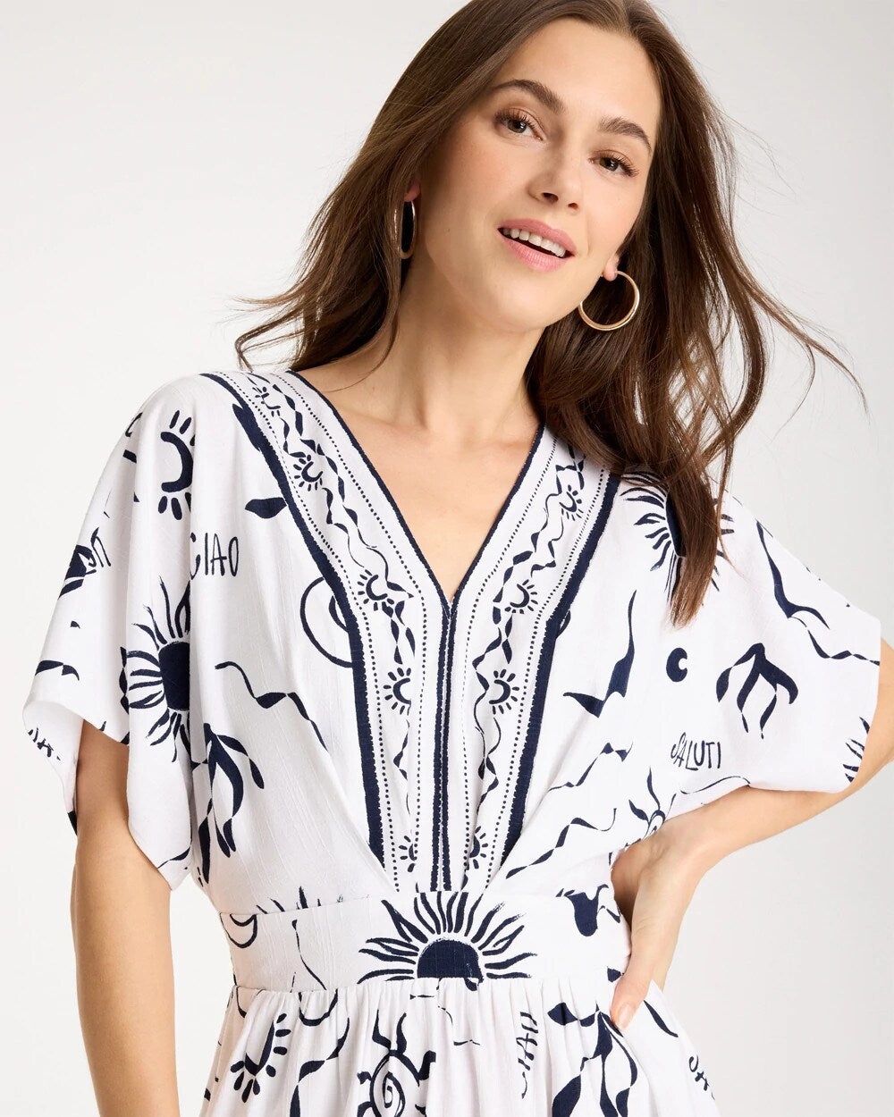 Slub Flutter-Sleeve Vacation Dress