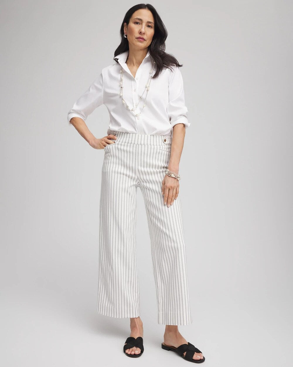 Brigitte Striped Wide-Leg Cropped Pants