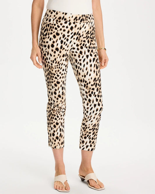 Animal Print Brigitte Slim Pull-On Crop Pant