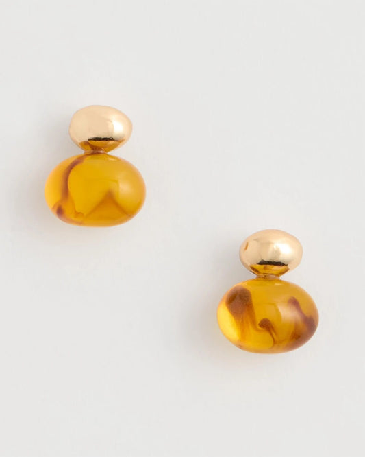 Amber Resin Stud Earrings
