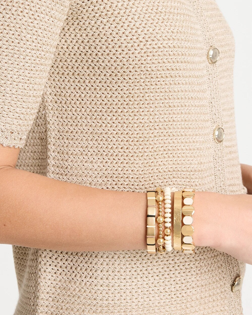 White Resin Glam Stretch Bracelet