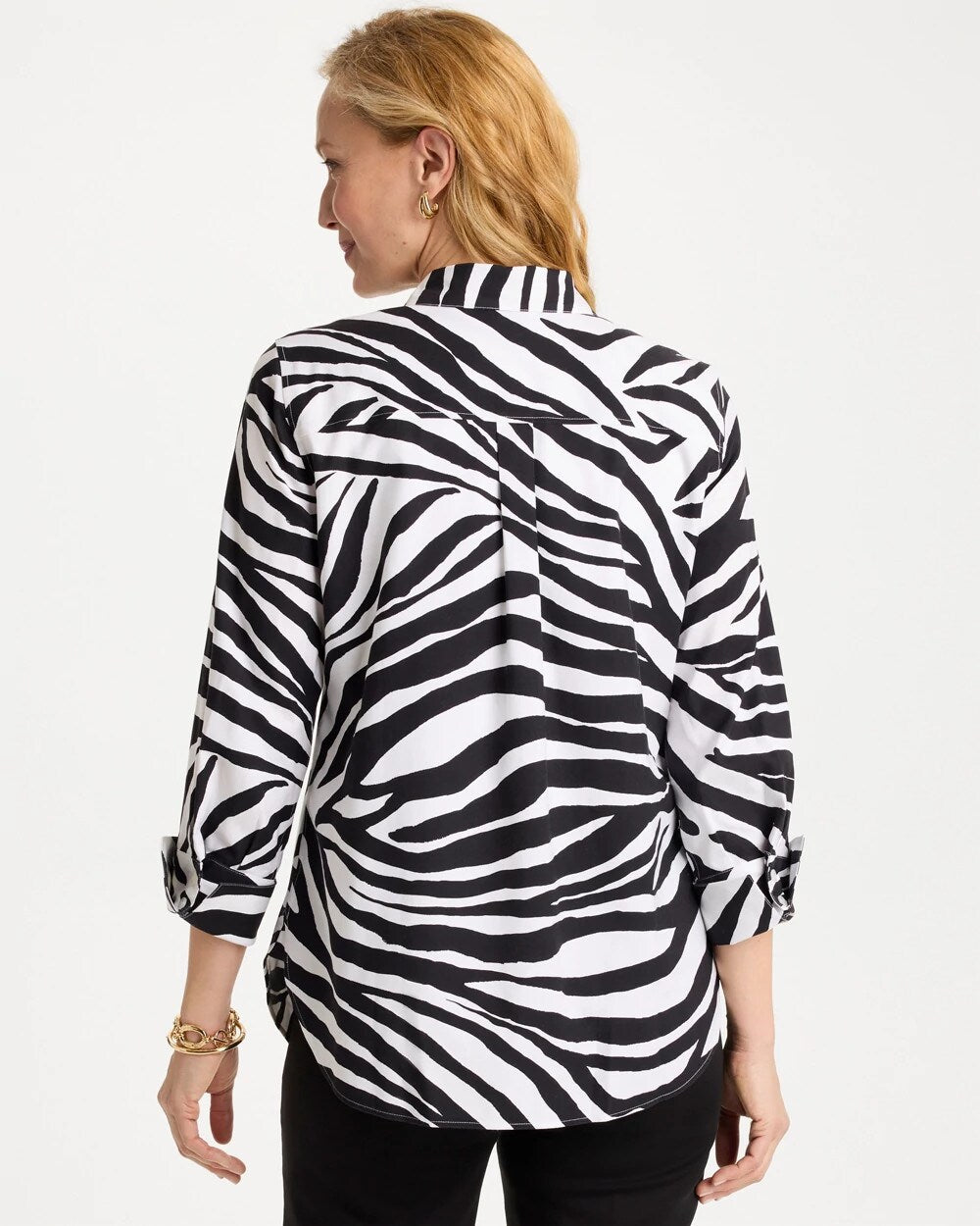 No Iron Stretch Zebra Print Shirt
