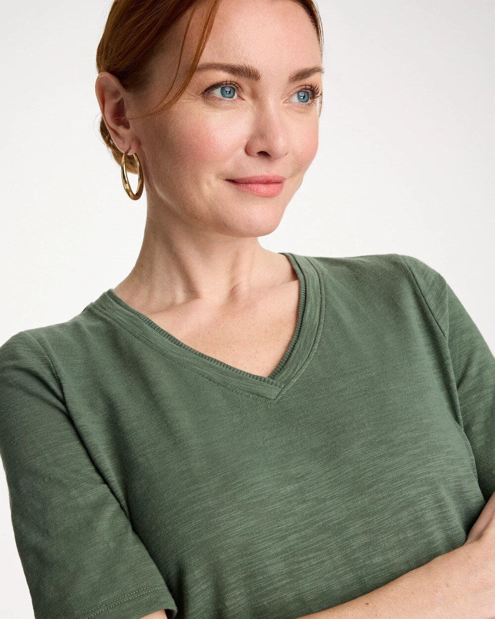 Cotton Slub V-Neck Tee