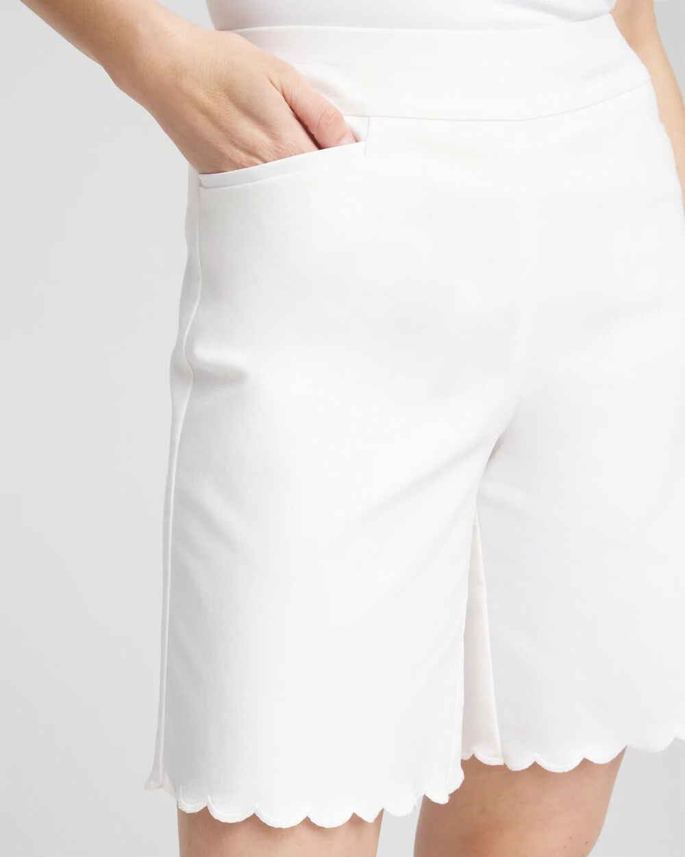 Brigitte Pull-On Scallop-Hem Shorts