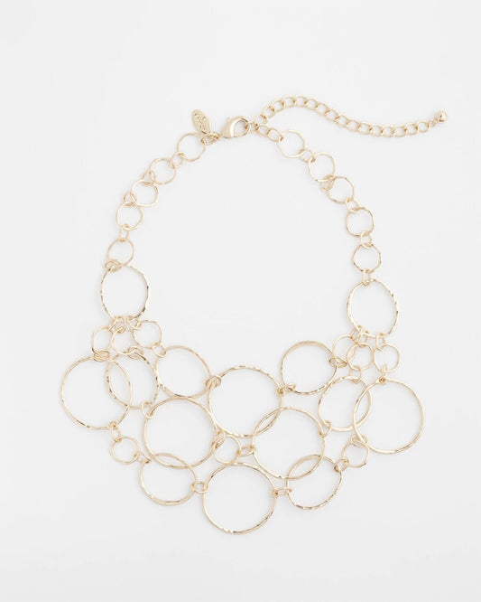 Short Goldtone Multi-Strand Link Necklace