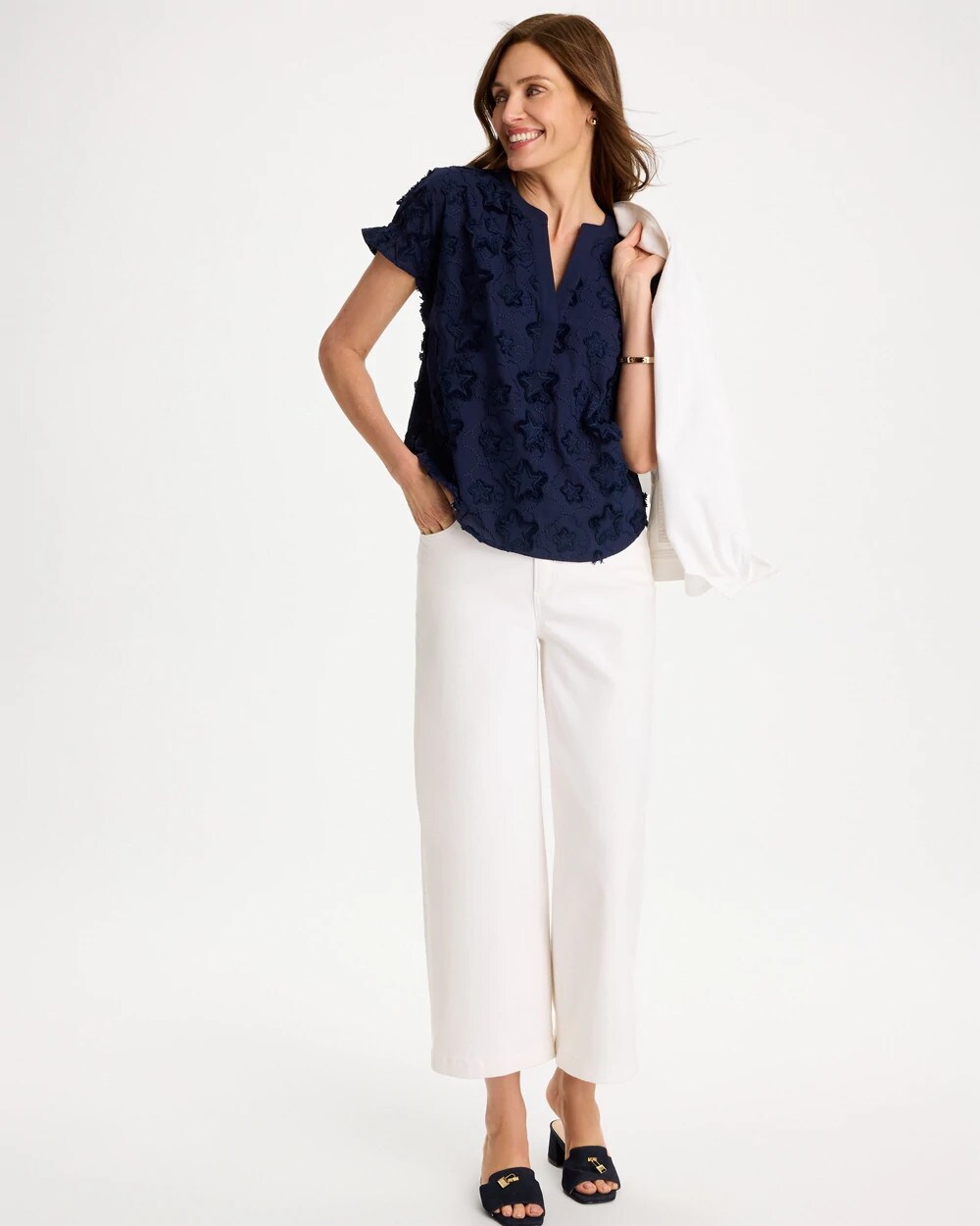 Cotton Embroidered Americana Star Blouse