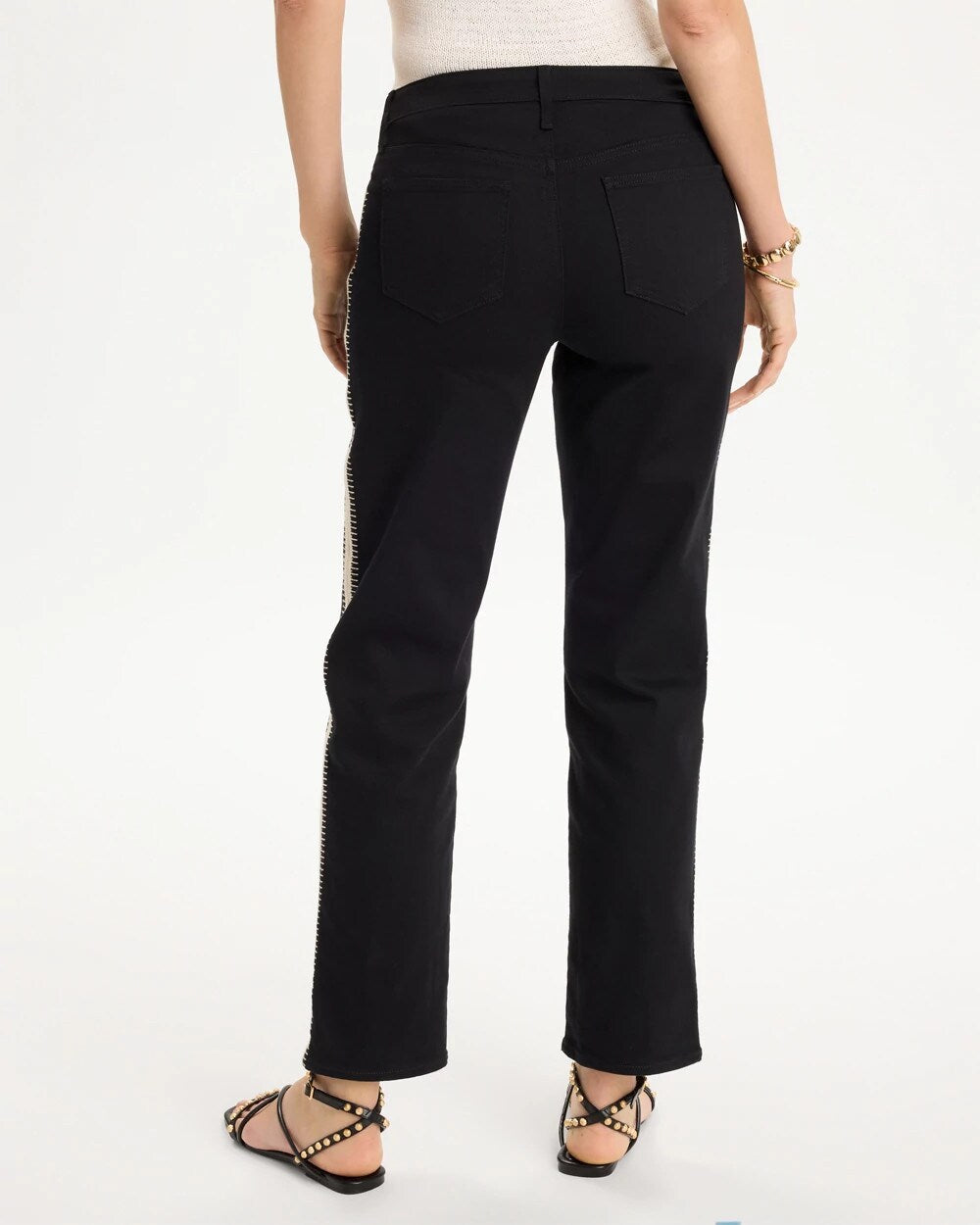 Girlfriend Seam Detail Straight Ankle Jeans