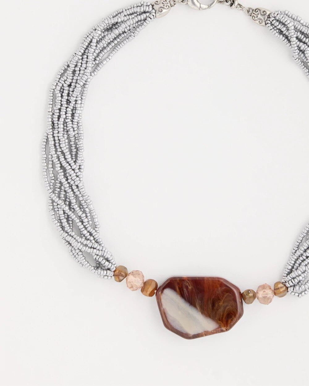 Neutral Beaded Pendant Necklace