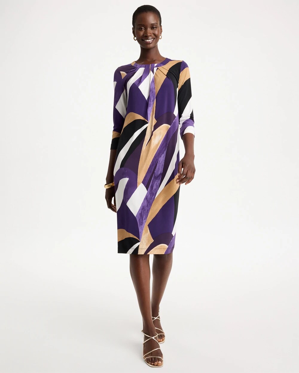 Travelers Knit Printed Twist-Front Dress