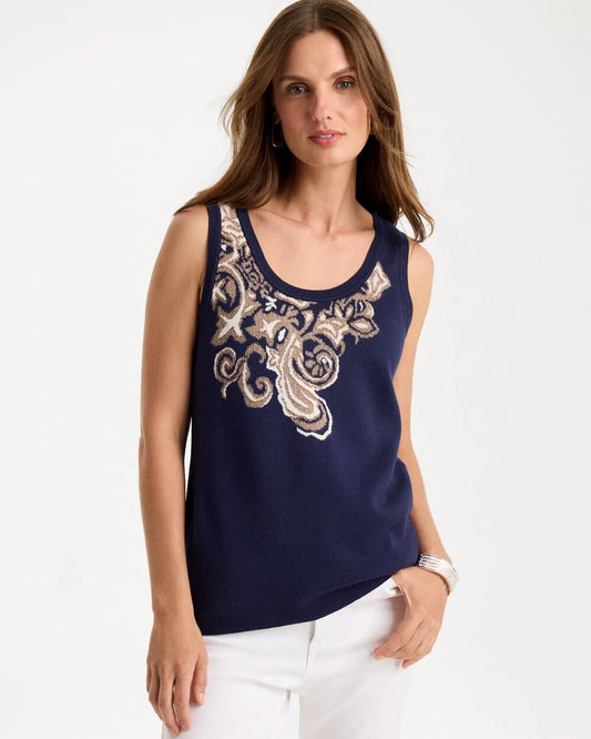 Ella Intarsia Scoopneck Sweater Tank