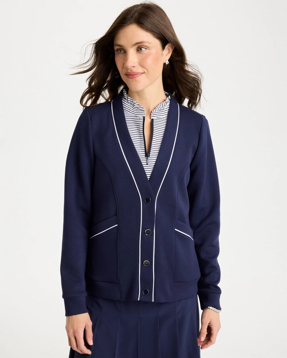 Zenergy Soft Pique Button-Down Cardigan