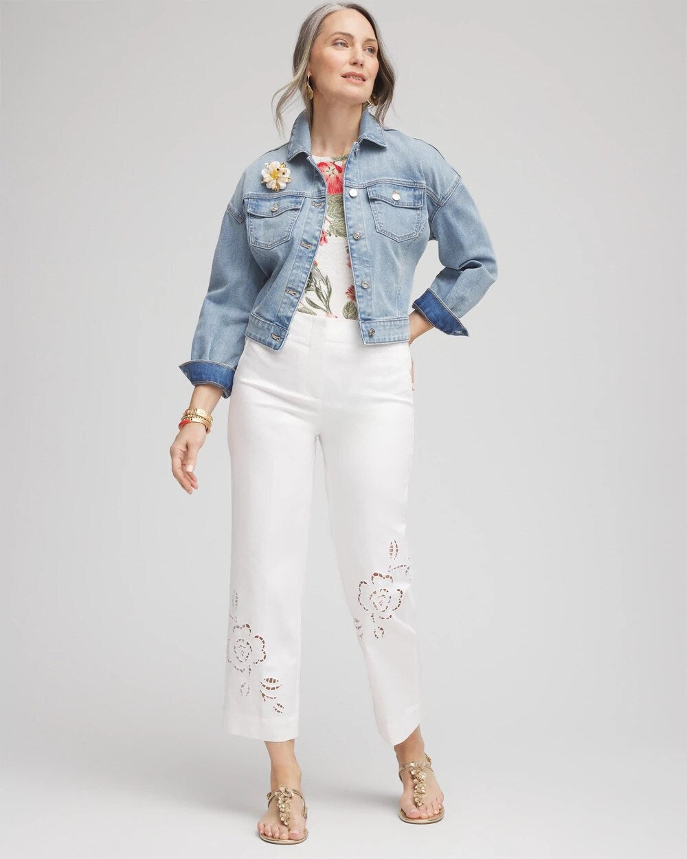 Sateen Cutout Cropped Pants
