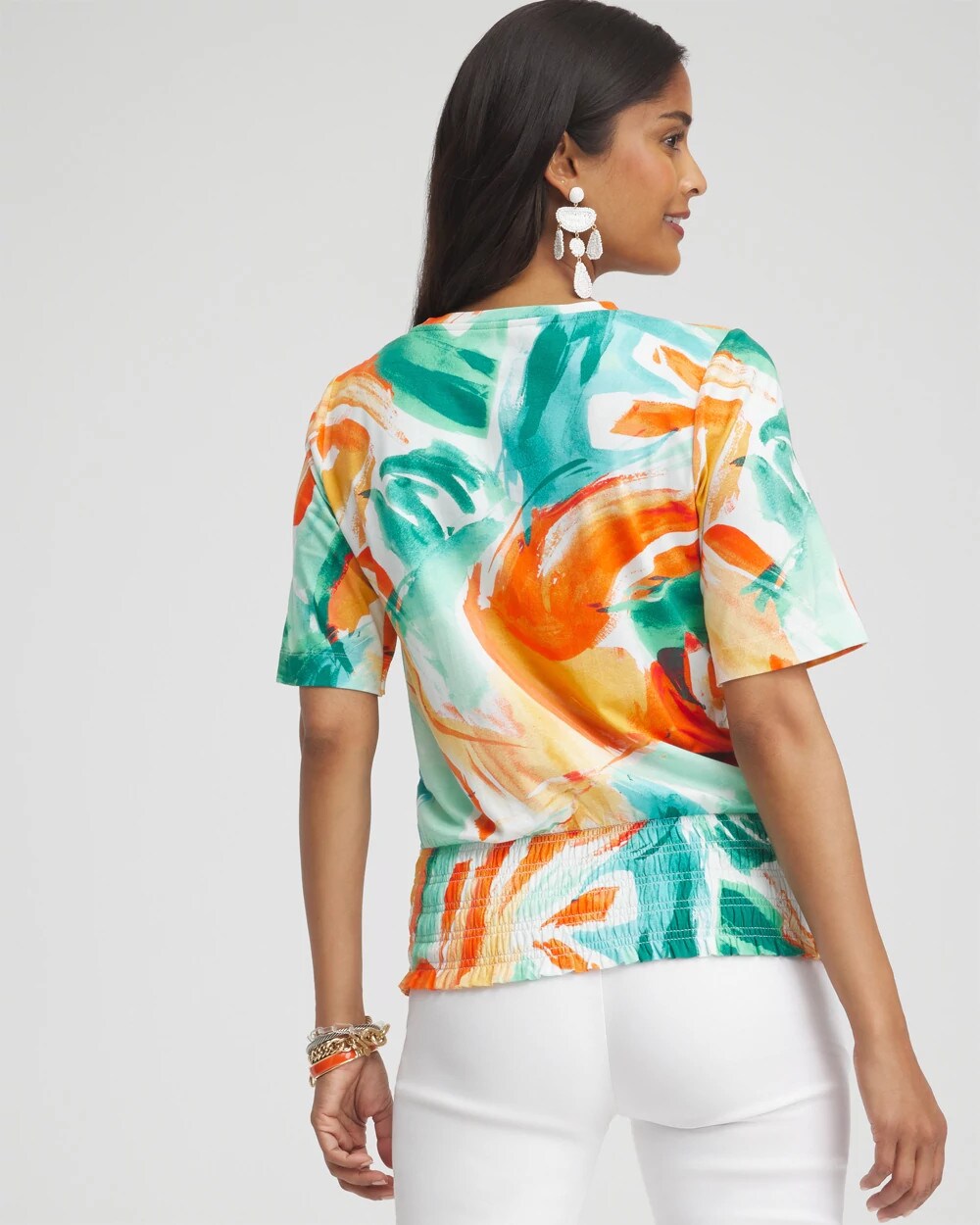Touch of Cool Abstract Smocked Waist Tee