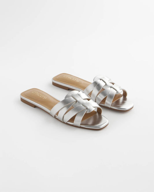 Leather Cassidy Cross-Strap Slide Shoes