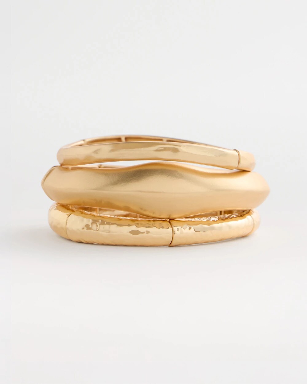 Goldtone Stretch Bangle Set of Three
