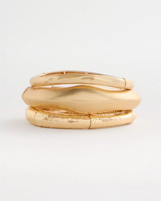 Goldtone Stretch Bangle Set of Three