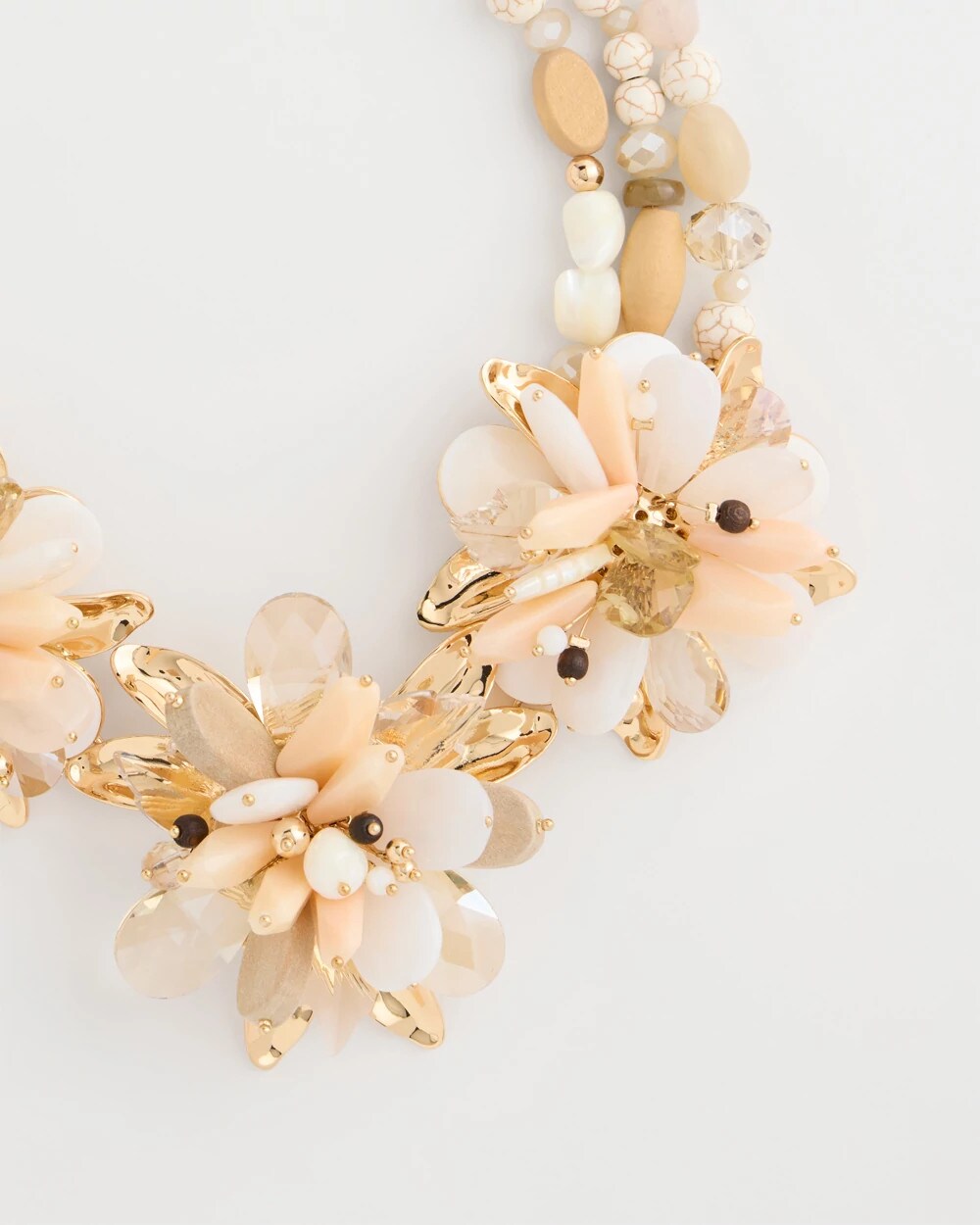 Chico's Originals Neutral Floral Bib Necklace