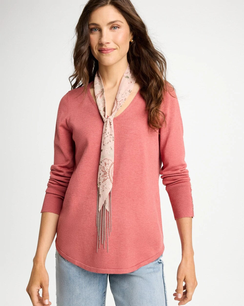 Paisley Fringe Skinny Scarf