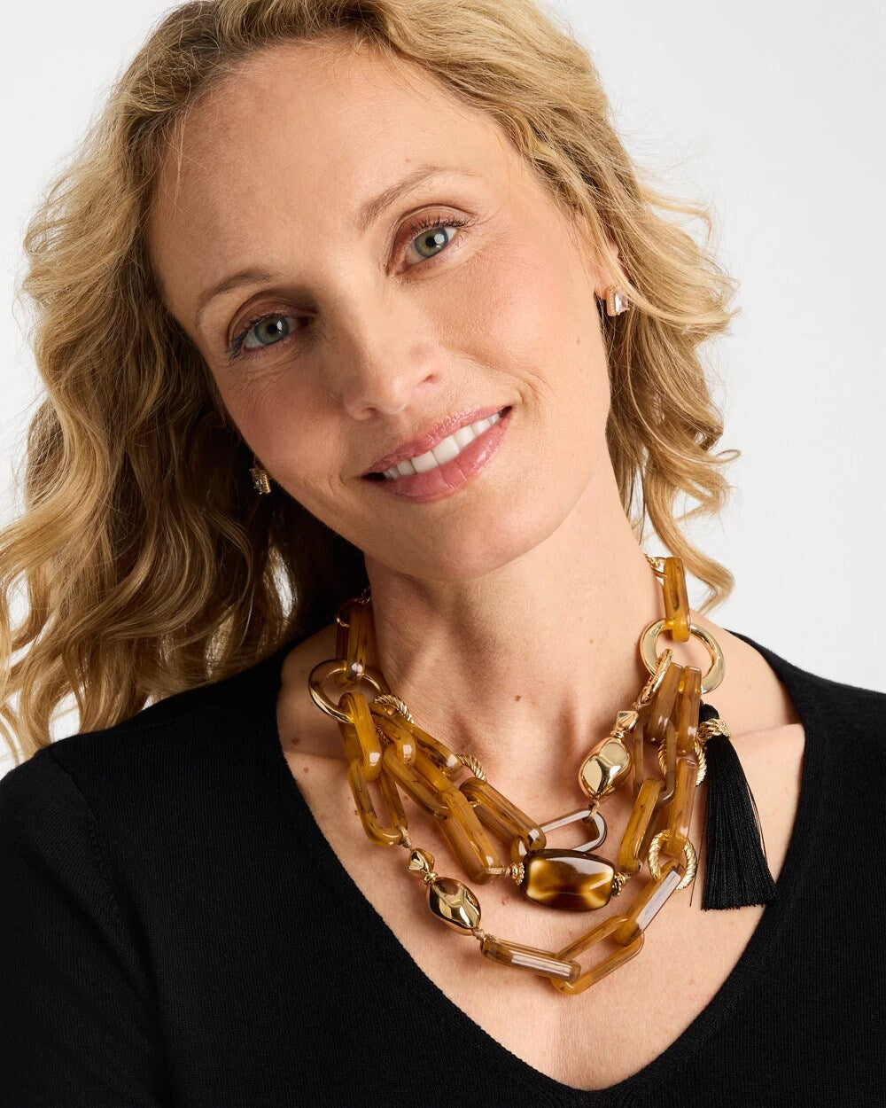 Tassel Charm Bib Necklace