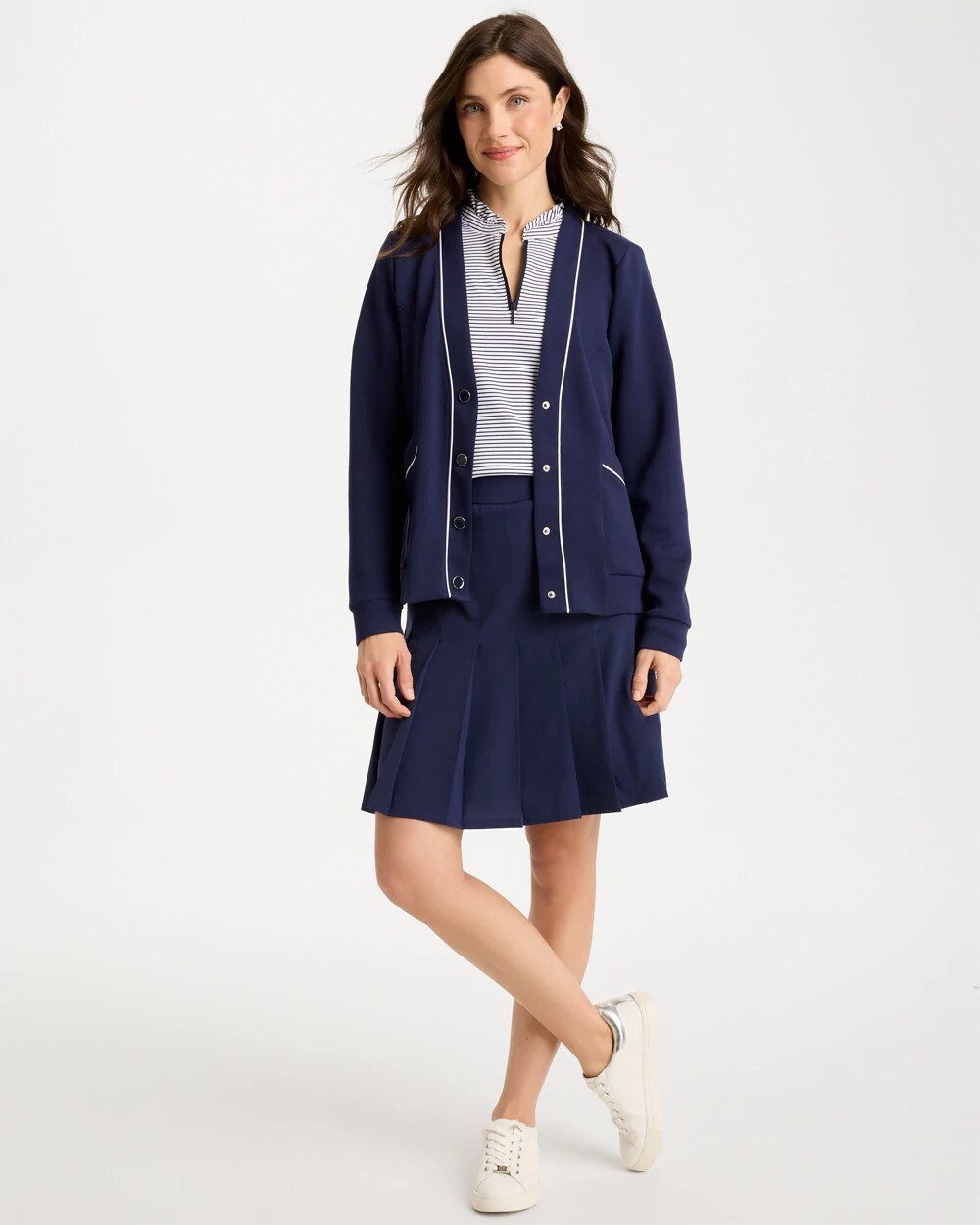 Zenergy Soft Pique Button-Down Cardigan