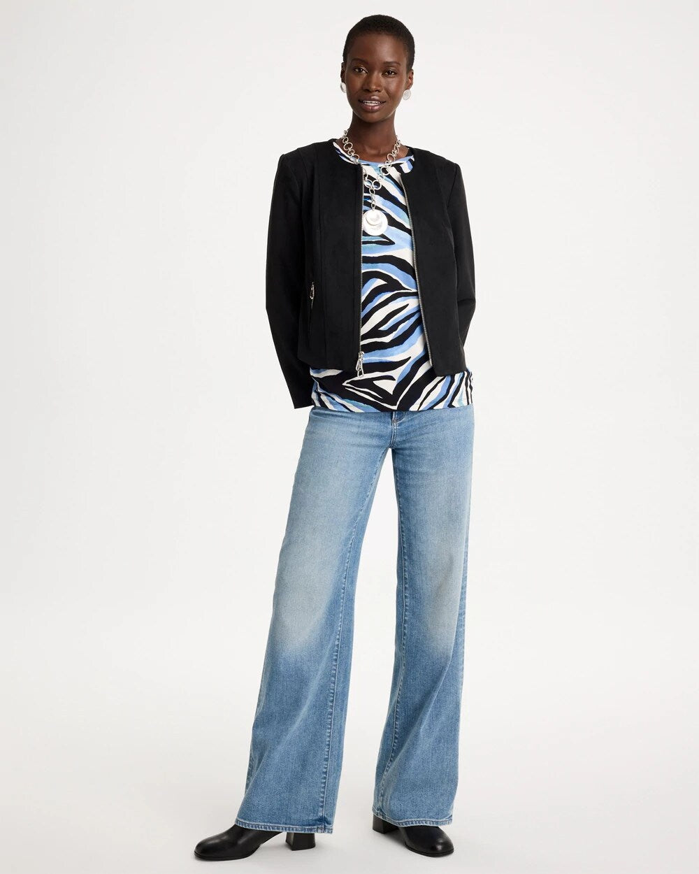 Touch of Cool Zebra Animal Print Elbow Sleeve Tee