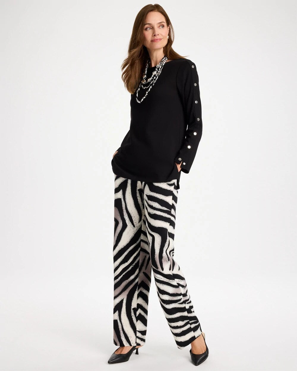 Zebra Animal Print Crepe Pants