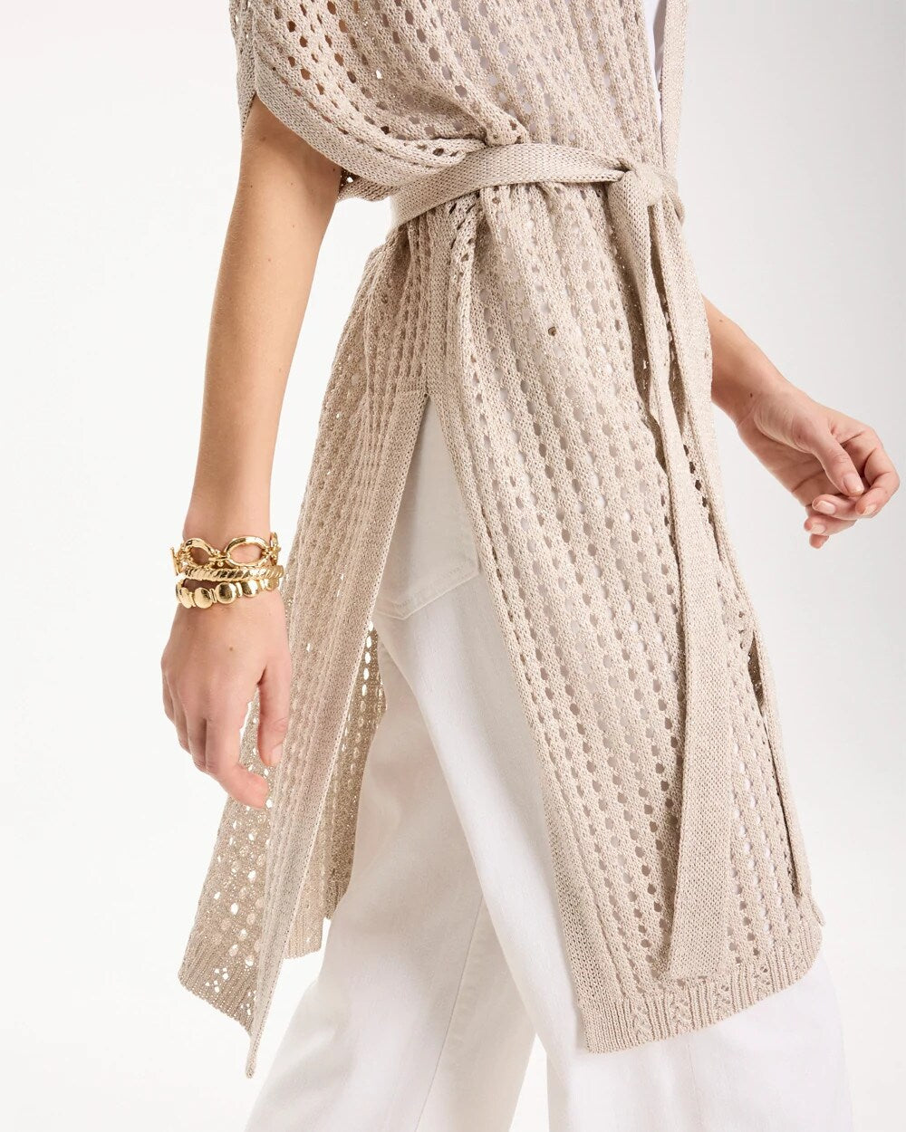 Crochet Knit Belted Ruana
