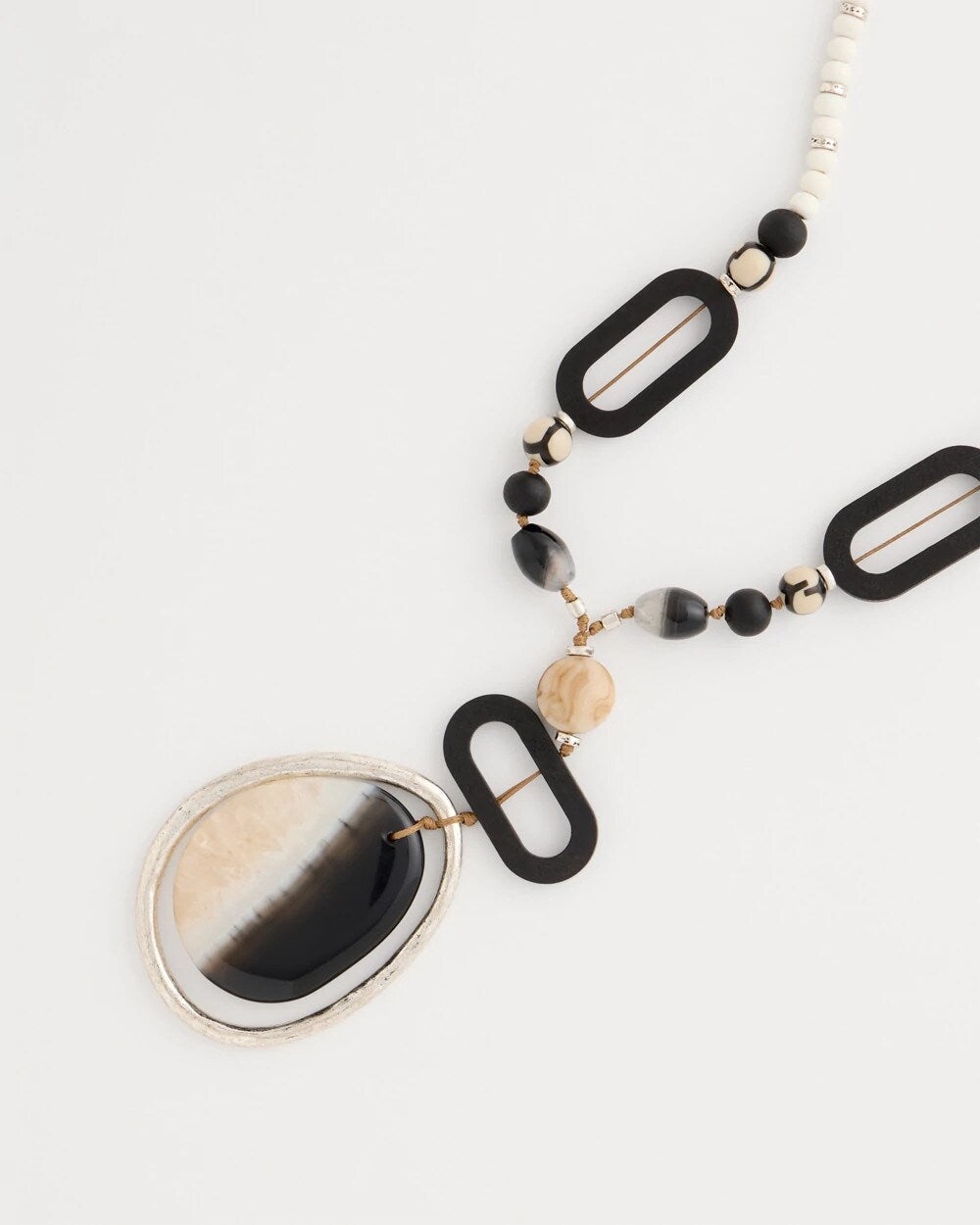 Agate Wood Pendant Necklace