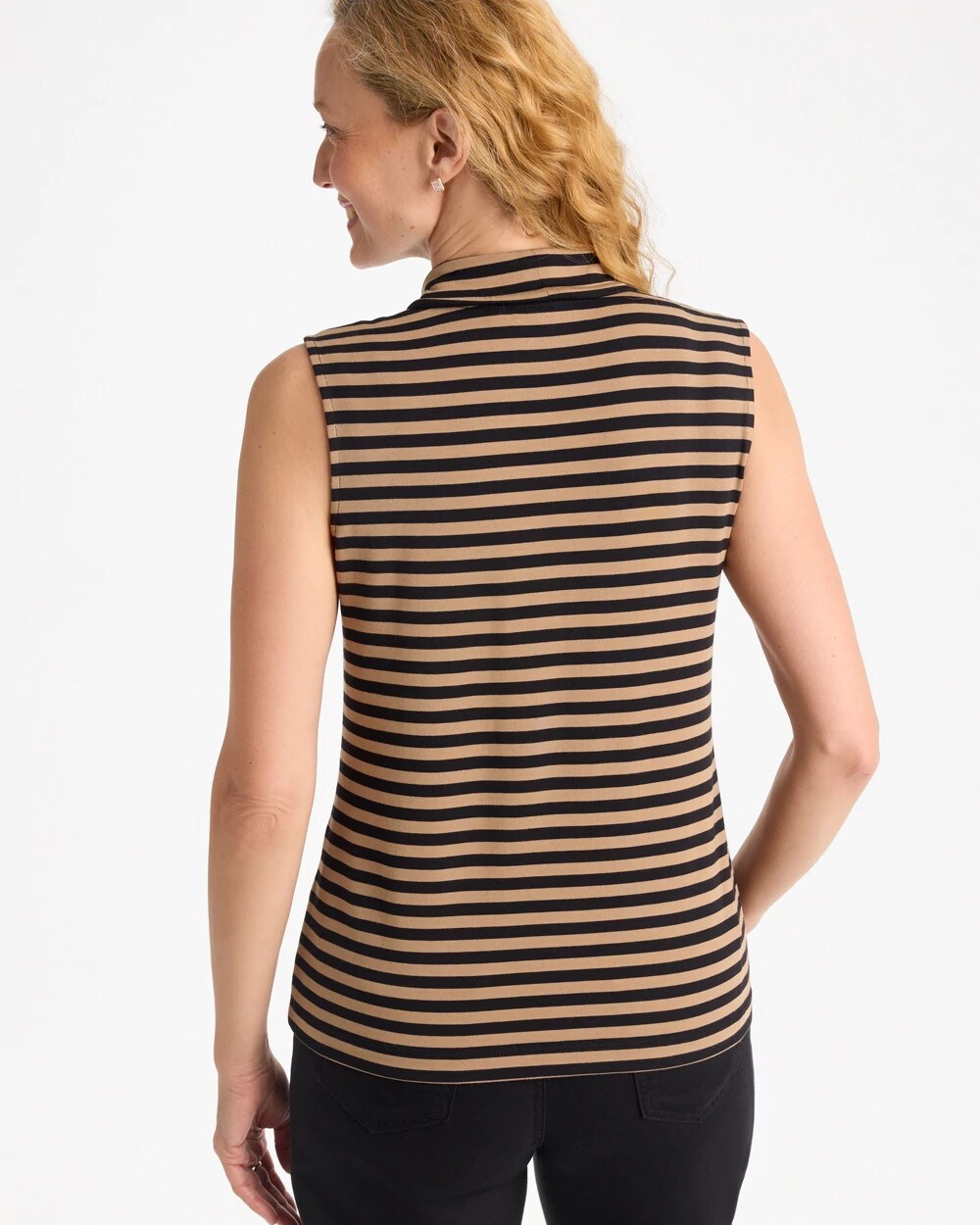 Soft Stretch Tie Neck Striped Tank