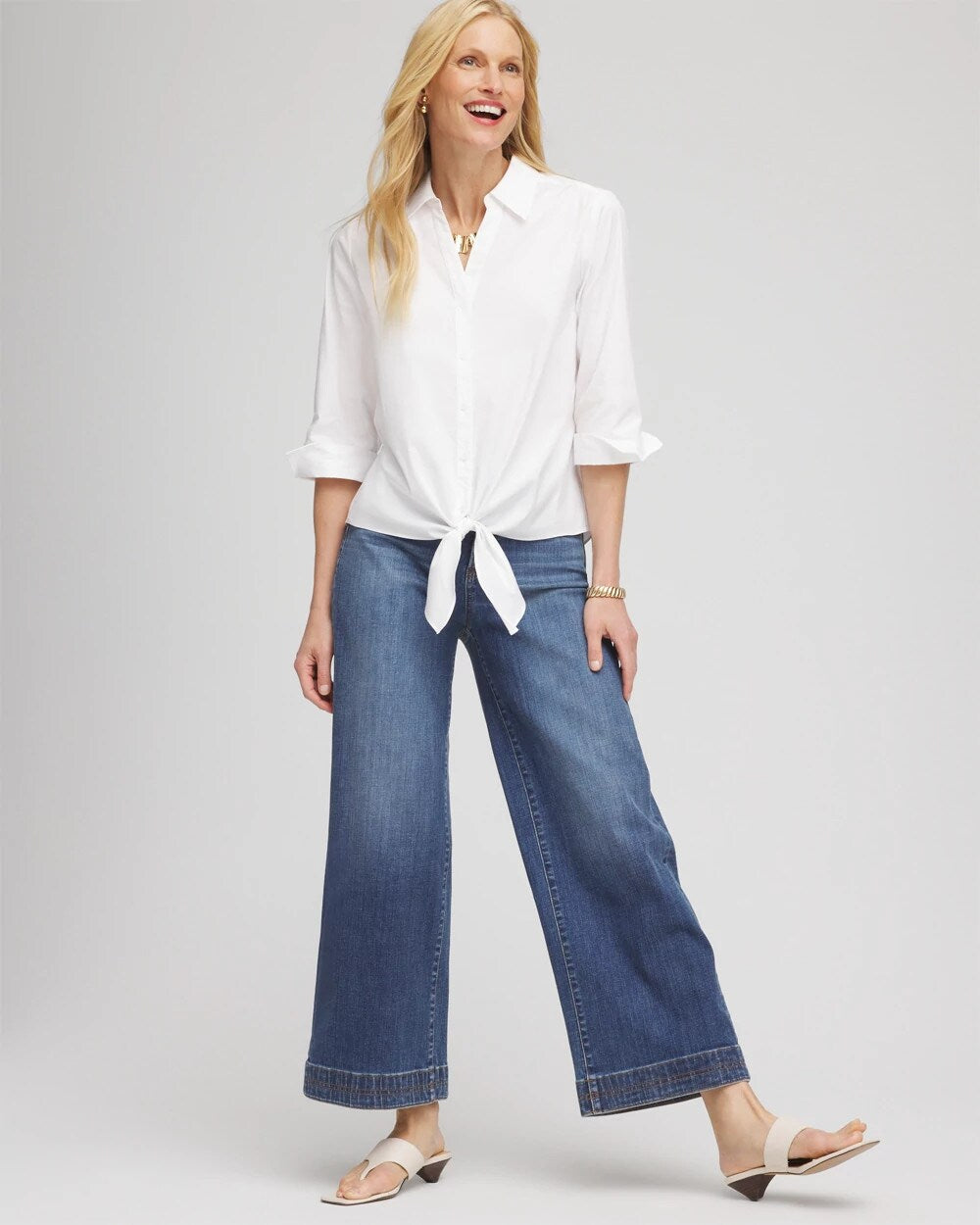 Poplin Cotton Tie-Front Top