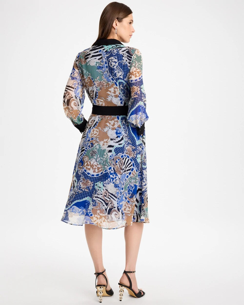 Mixed Print Belted Dress