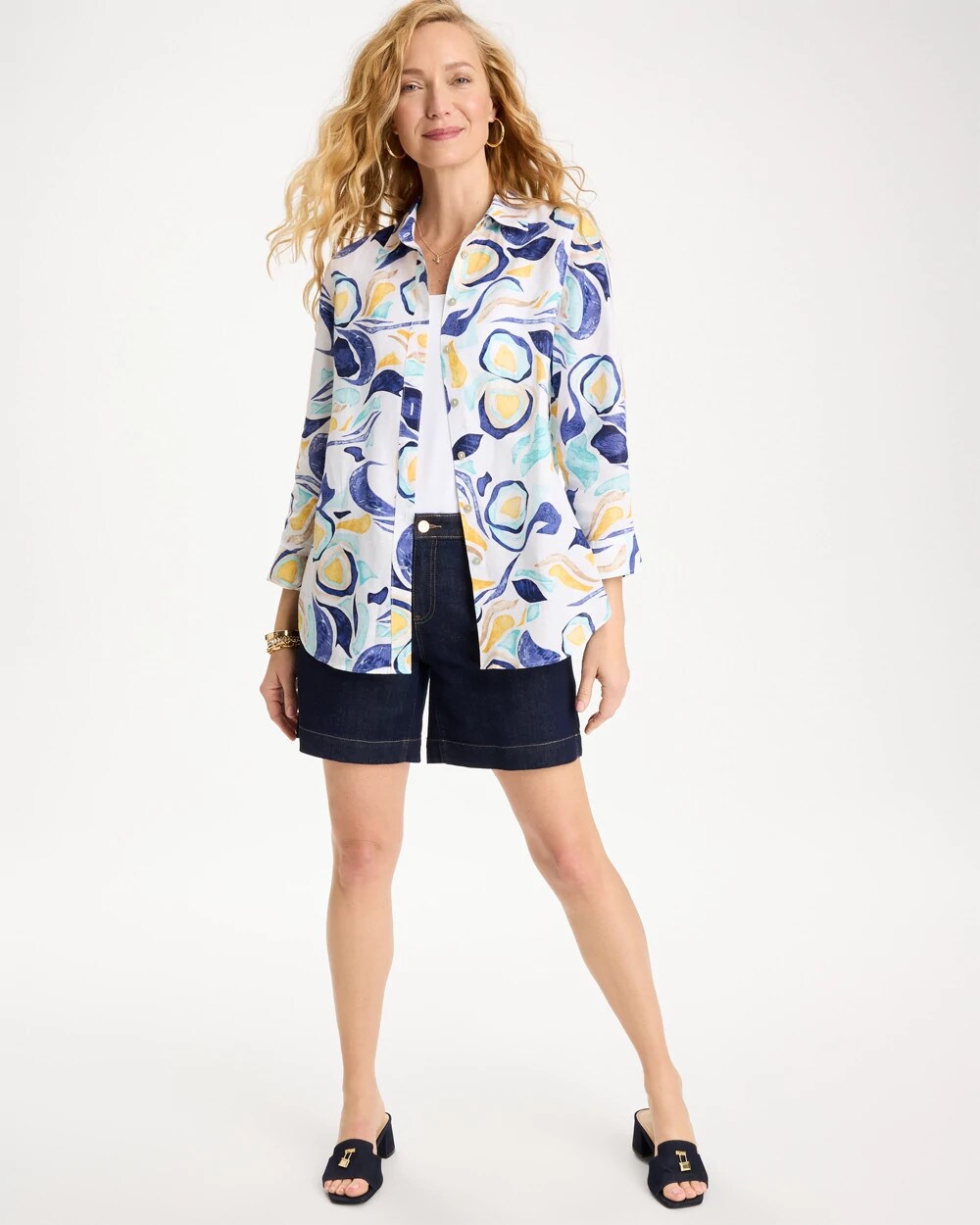 No Iron Linen Handpainted Print Shirt