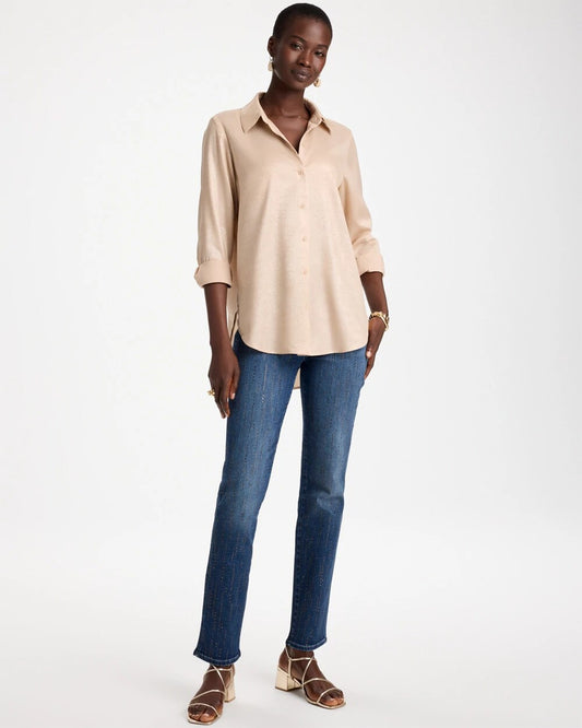 Embellished Pull-On Straight Jeans