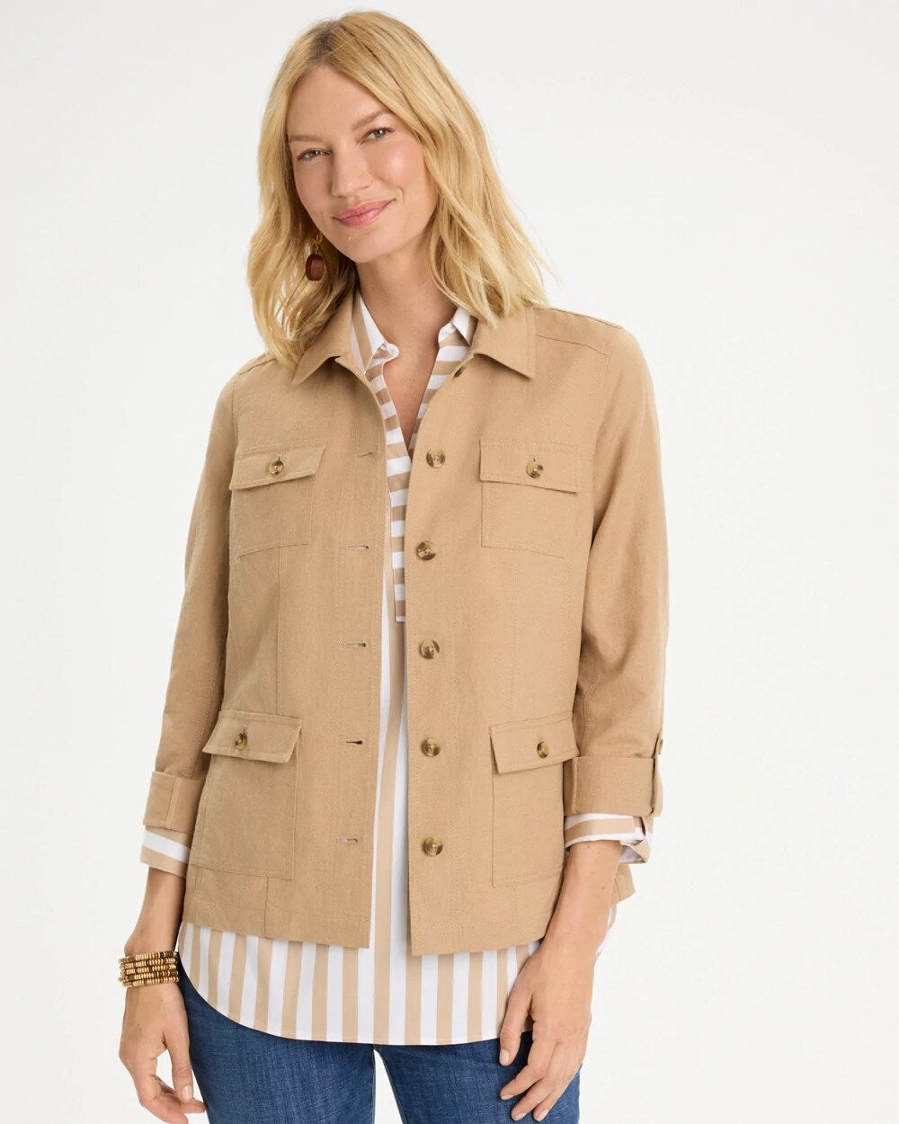 Linen-Cotton Utility Field Shacket