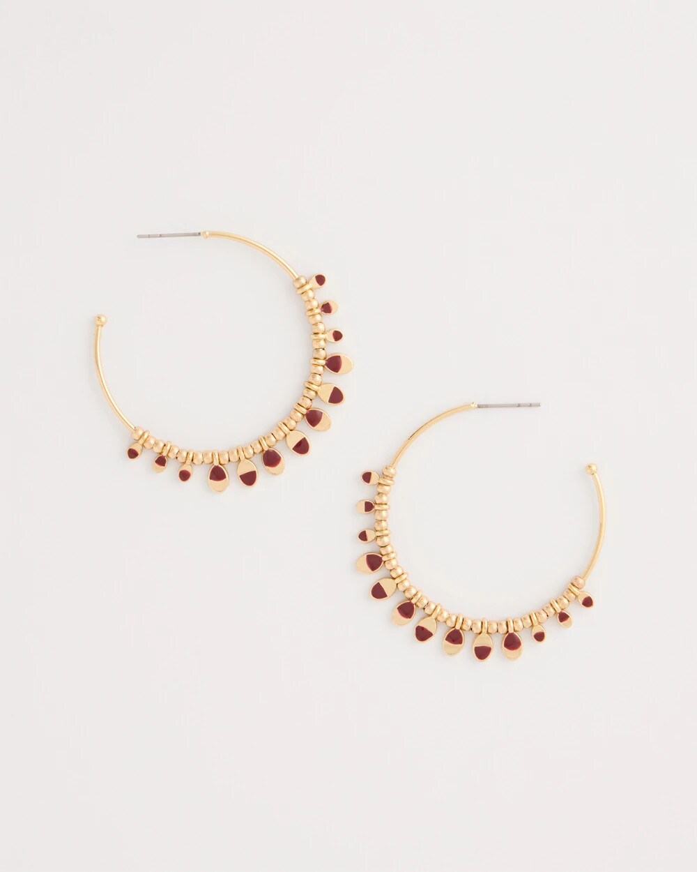 Red Charm Hoop Earrings