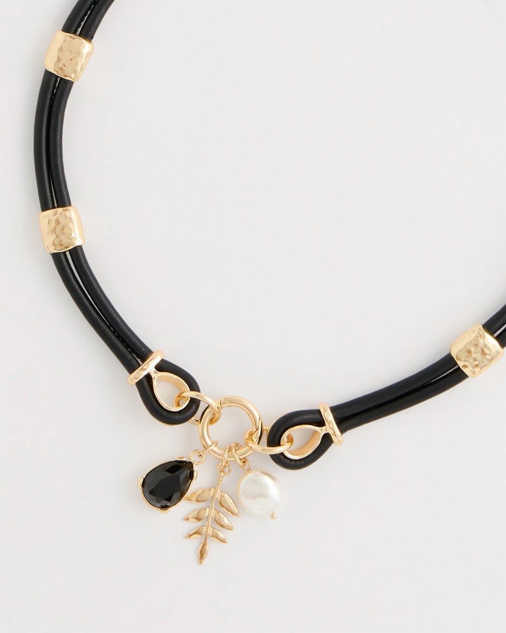 Faux Leather Charm Necklace
