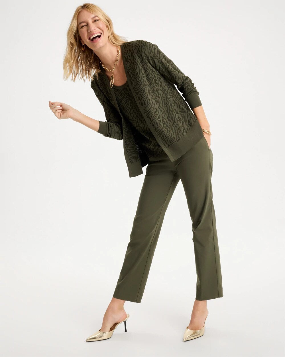 Ella Jacquard Long-Sleeve Cardigan