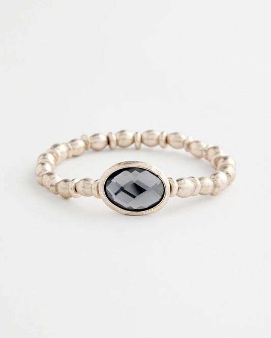 Black Stone Stretch Bracelet