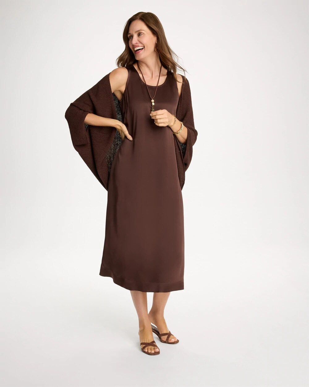 Faux Satin Sleeveless Dress