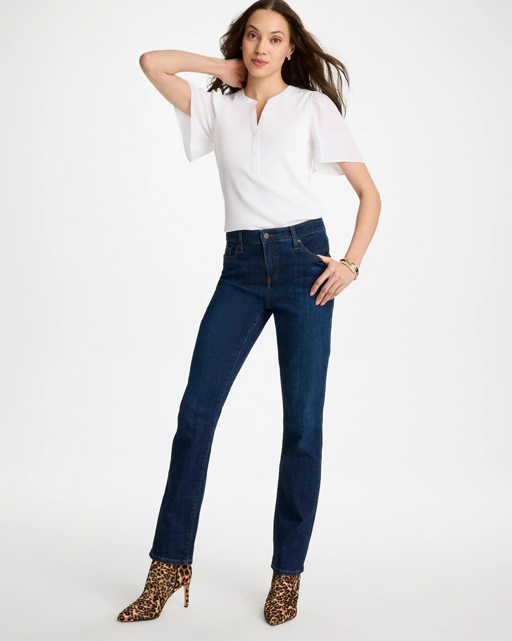 Rib Knit Woven Flutter Sleeve Tee