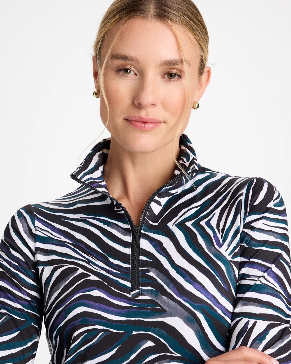 Zenergy UPF Animal Print Half-Zip Polo