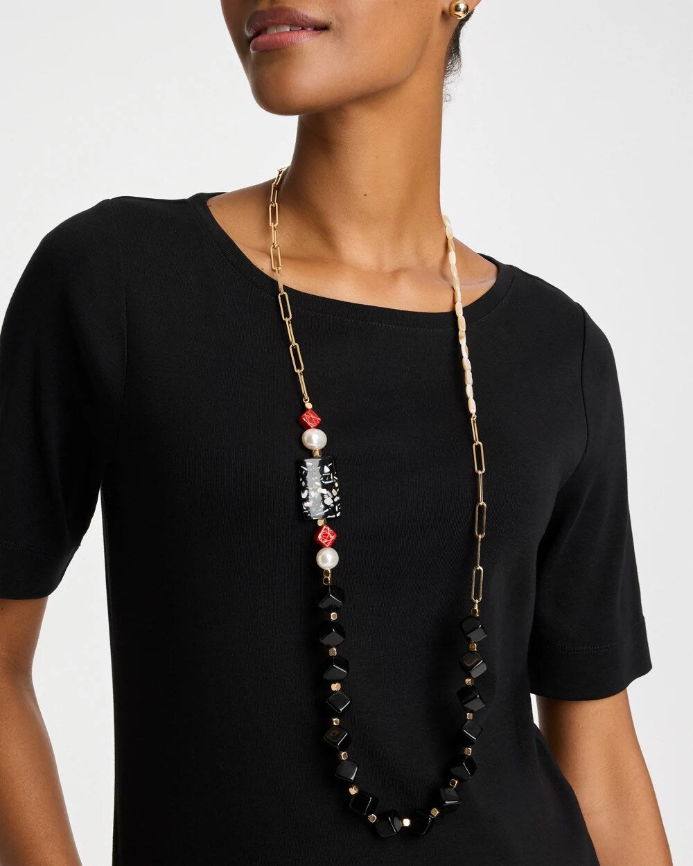 Asymmetrical Long Single-Strand Necklace