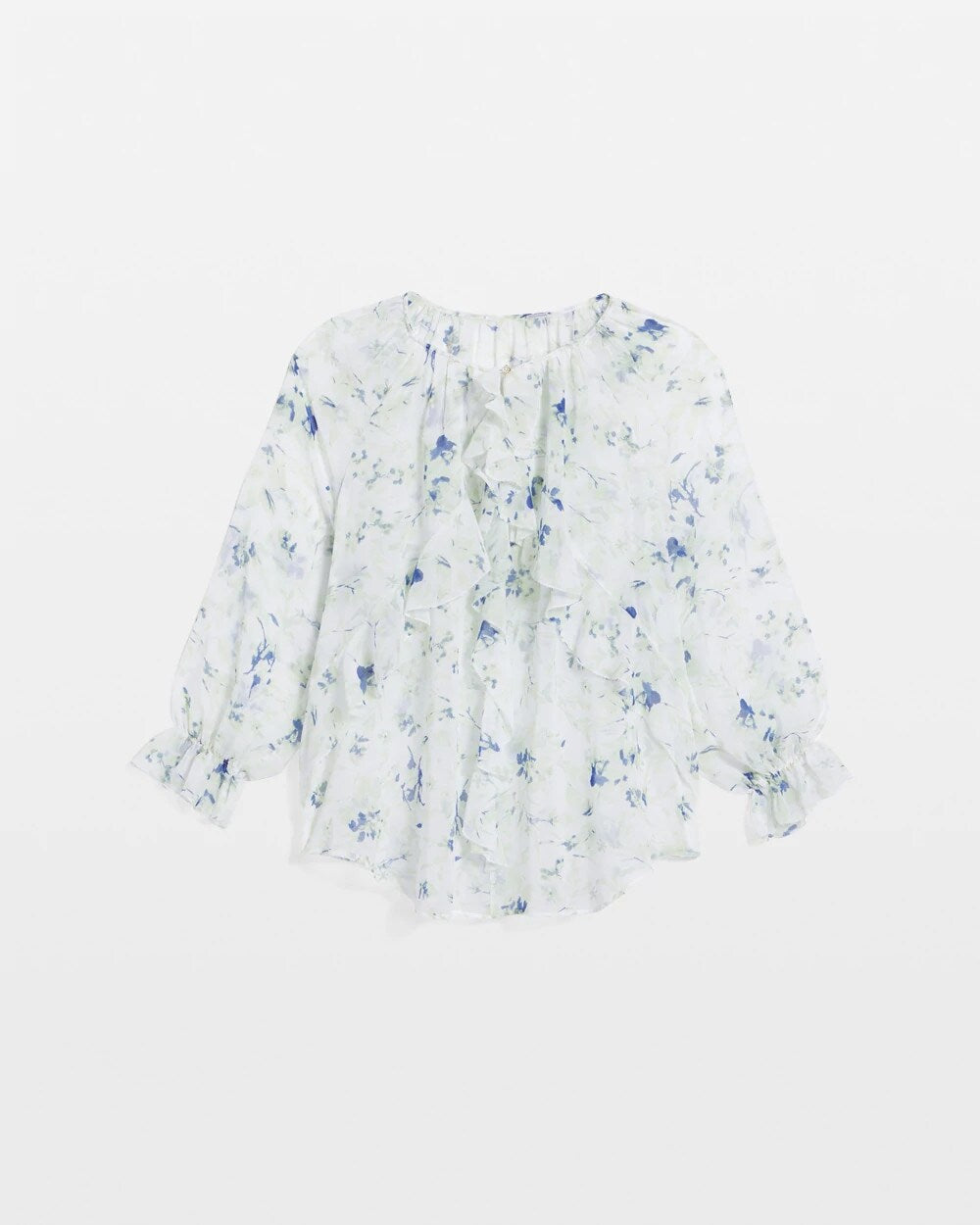 Georgette Sheer Ruffle Blouse