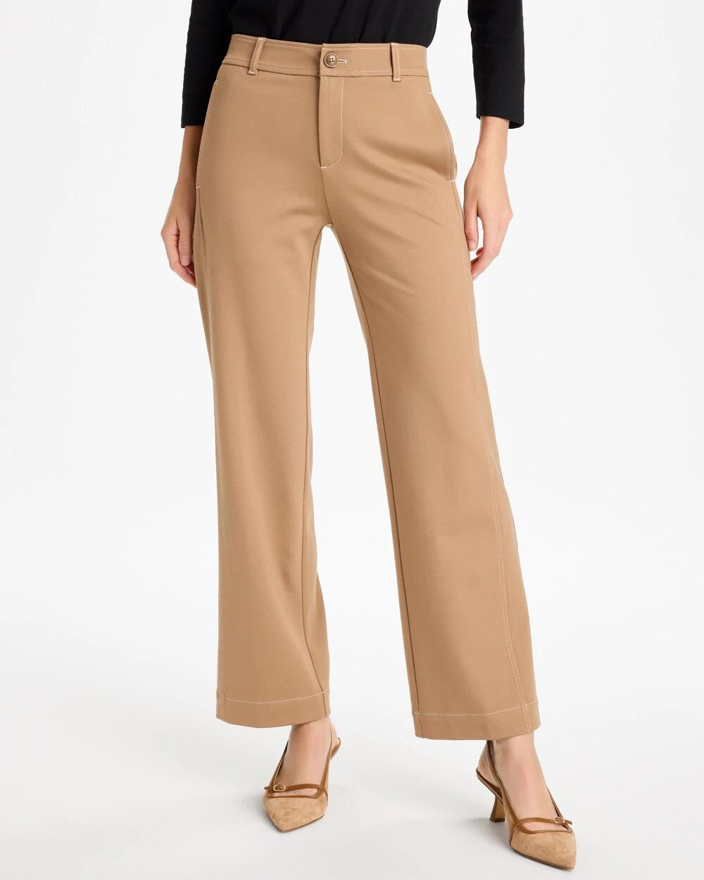 Emme Wide-Leg Ponte Pants