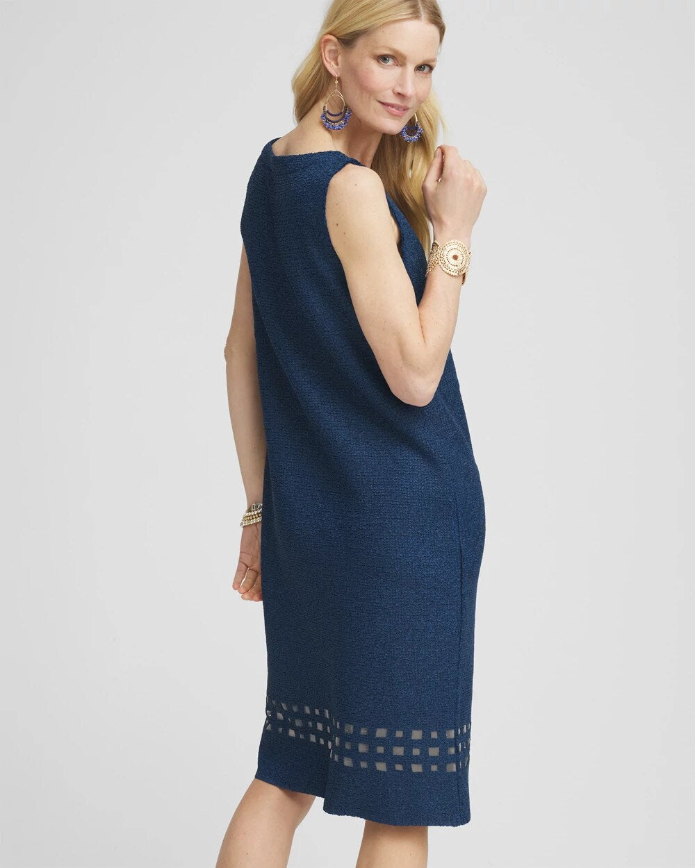 Travelers Sleeveless Crushed Cutout-Hem Dress
